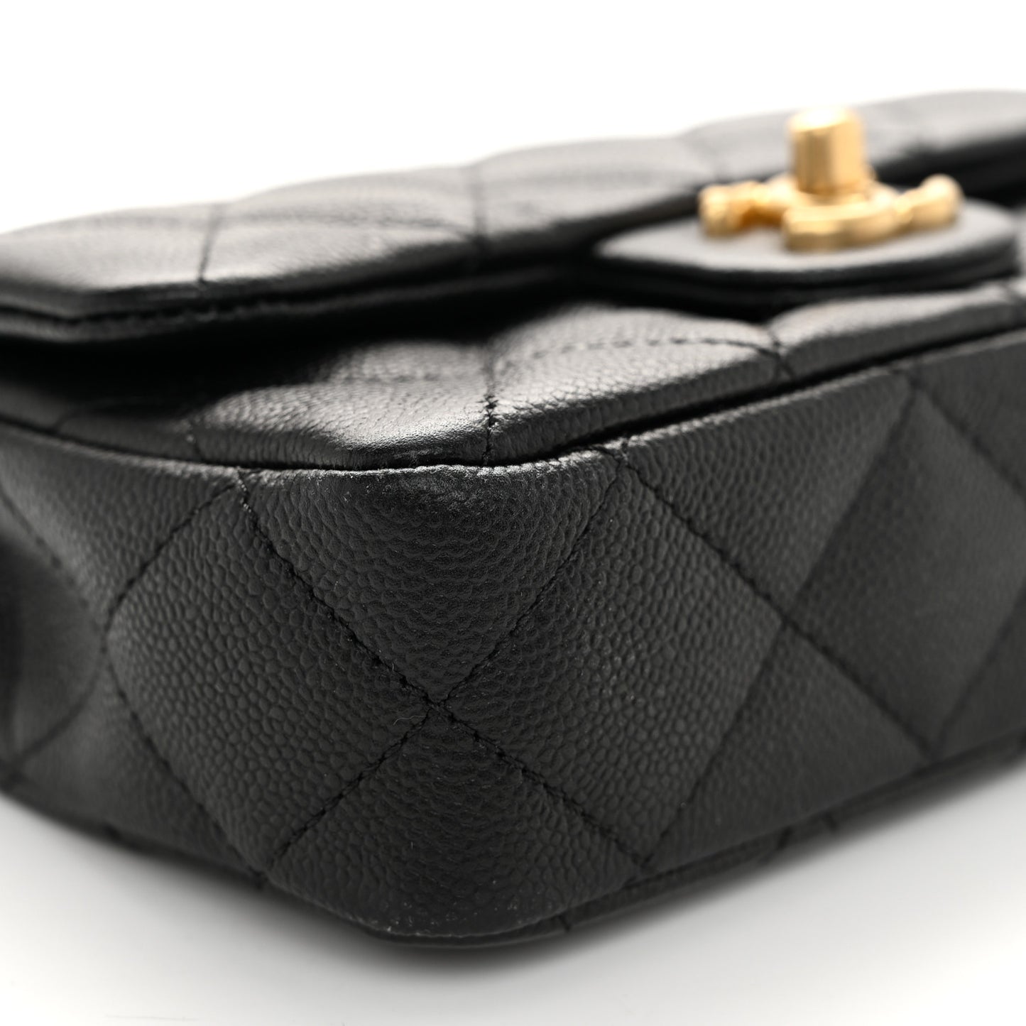 Caviar Quilted Mini Sweetheart Rectangular Flap Black