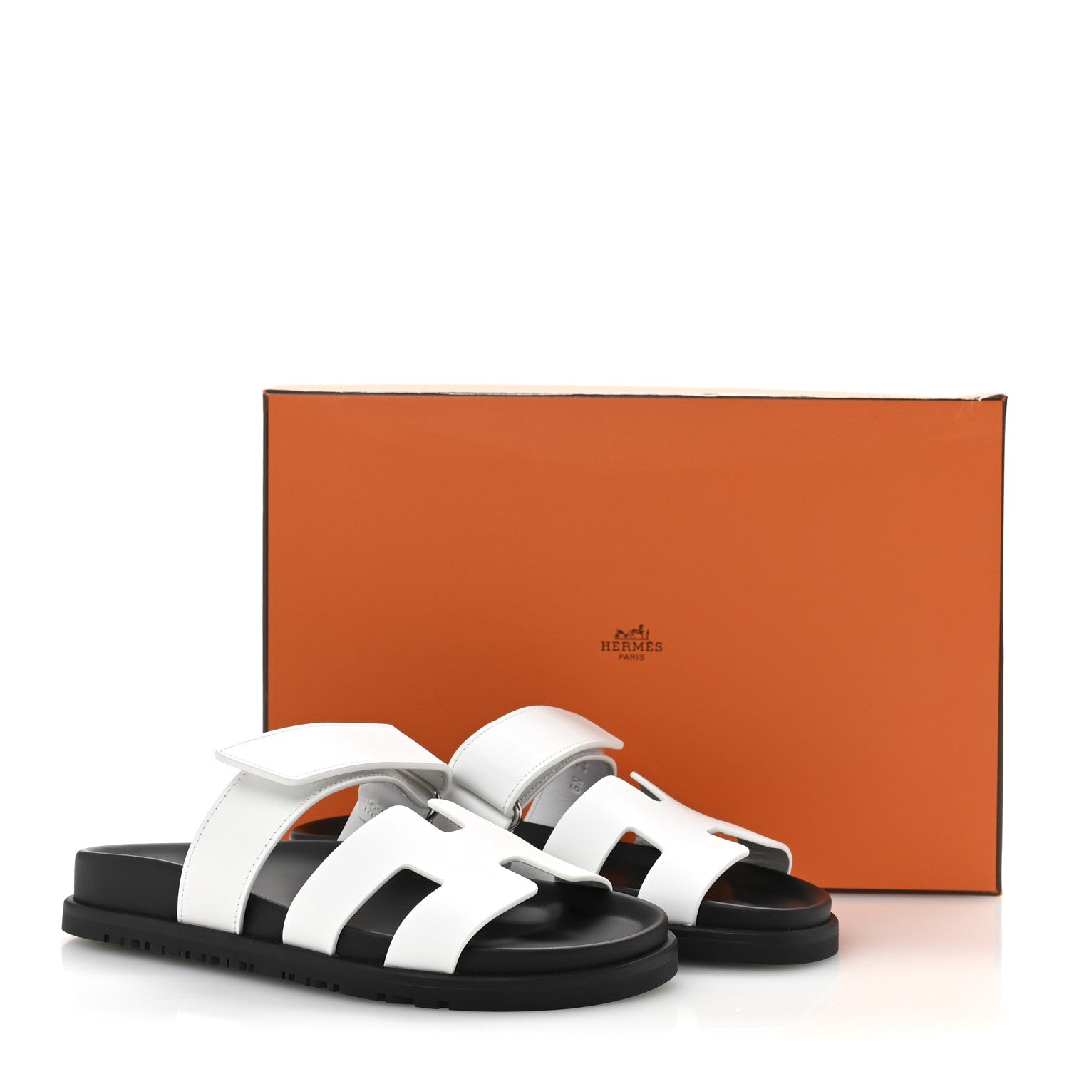 Hermes Calfskin Womens Chypre Sandals 35.5 White 10 of 10