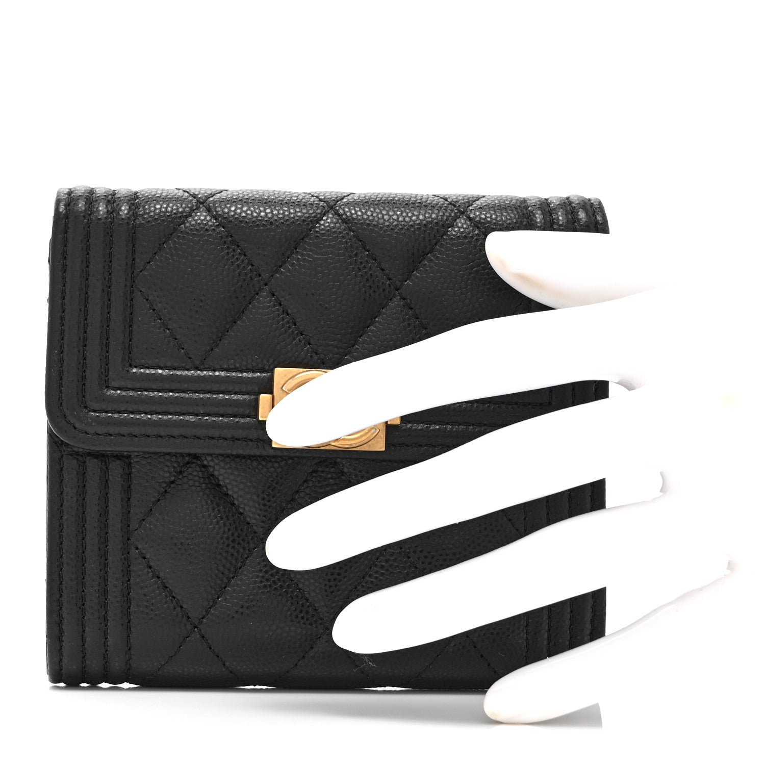 Chanel Caviar Quilted Compact Boy Wallet Black 2 of 11