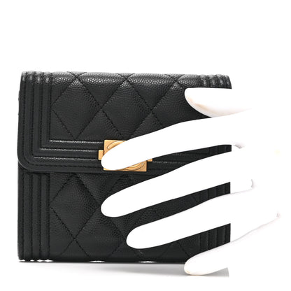 Chanel Caviar Quilted Compact Boy Wallet Black 2 of 11