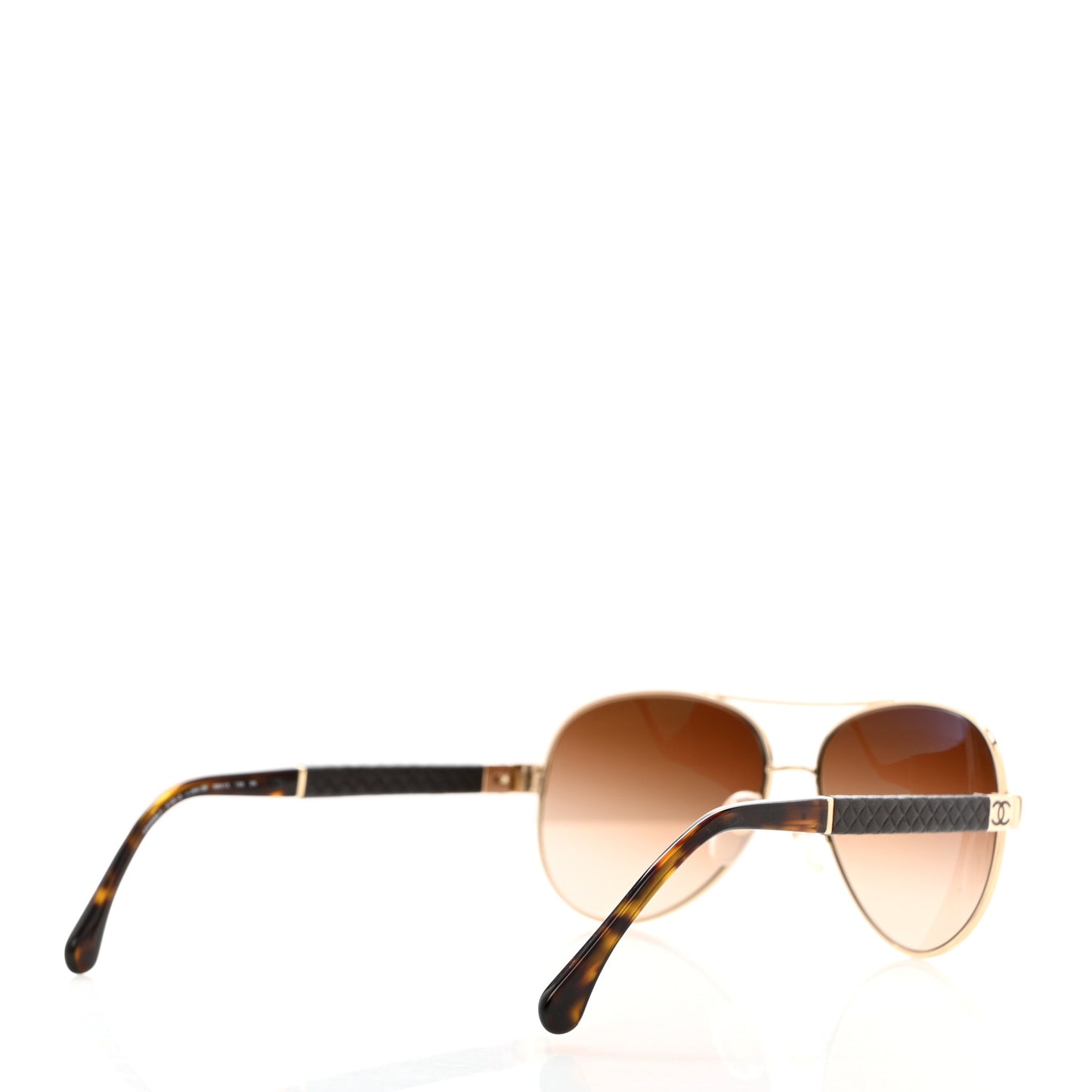 Lambskin Quilted CC Aviator Sunglasses 4195-Q Brown Gold