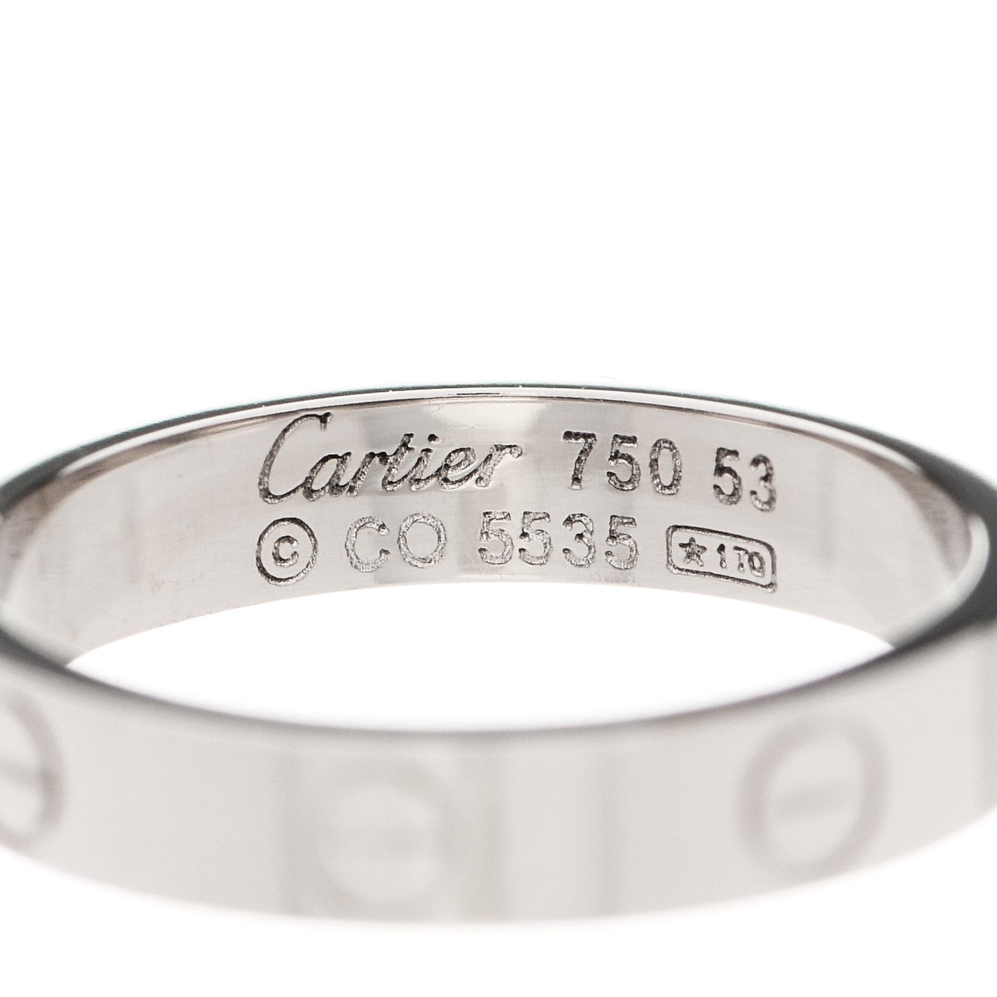 18K White Gold 3.5mm LOVE Wedding Band Ring 53 6.25