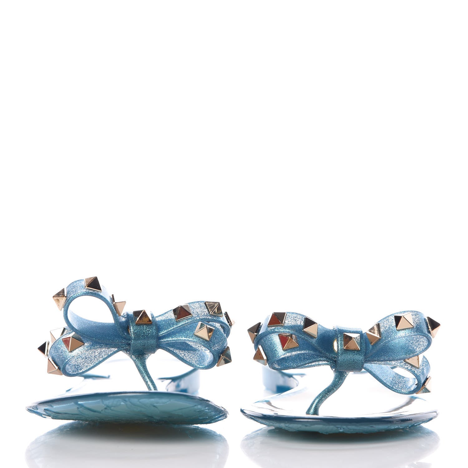 Valentino Garavani PVC Jelly Glitter Rockstud Bow Thong Sandals 38 Cerulean 2 of 8