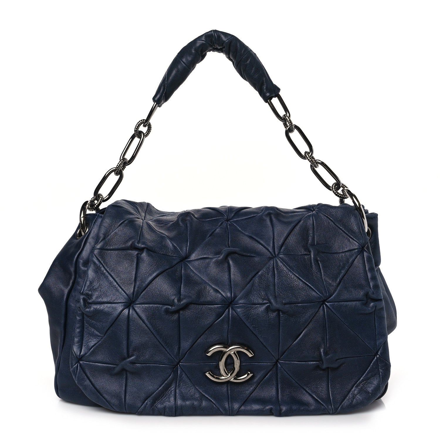 Chanel Lambskin Quilted Soft Squares Origami Accordion Flap Navy 1 of 9