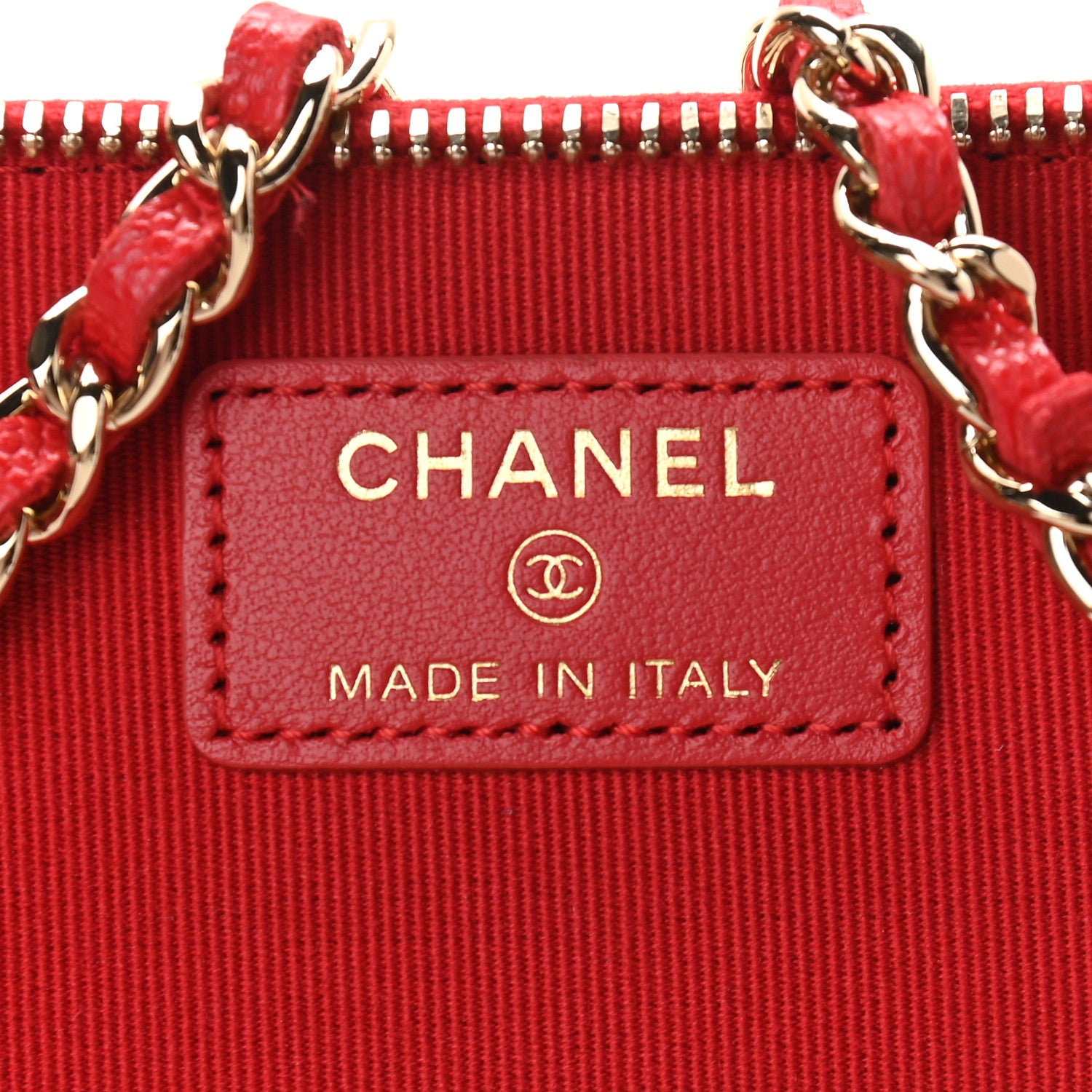 Chanel Caviar Quilted Small Vanity Case With Chain Red 6 of 9
