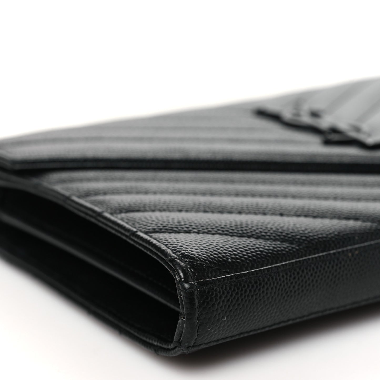 Grain De Poudre Matelasse Chevron Monogram Monochrome Chain Wallet Black