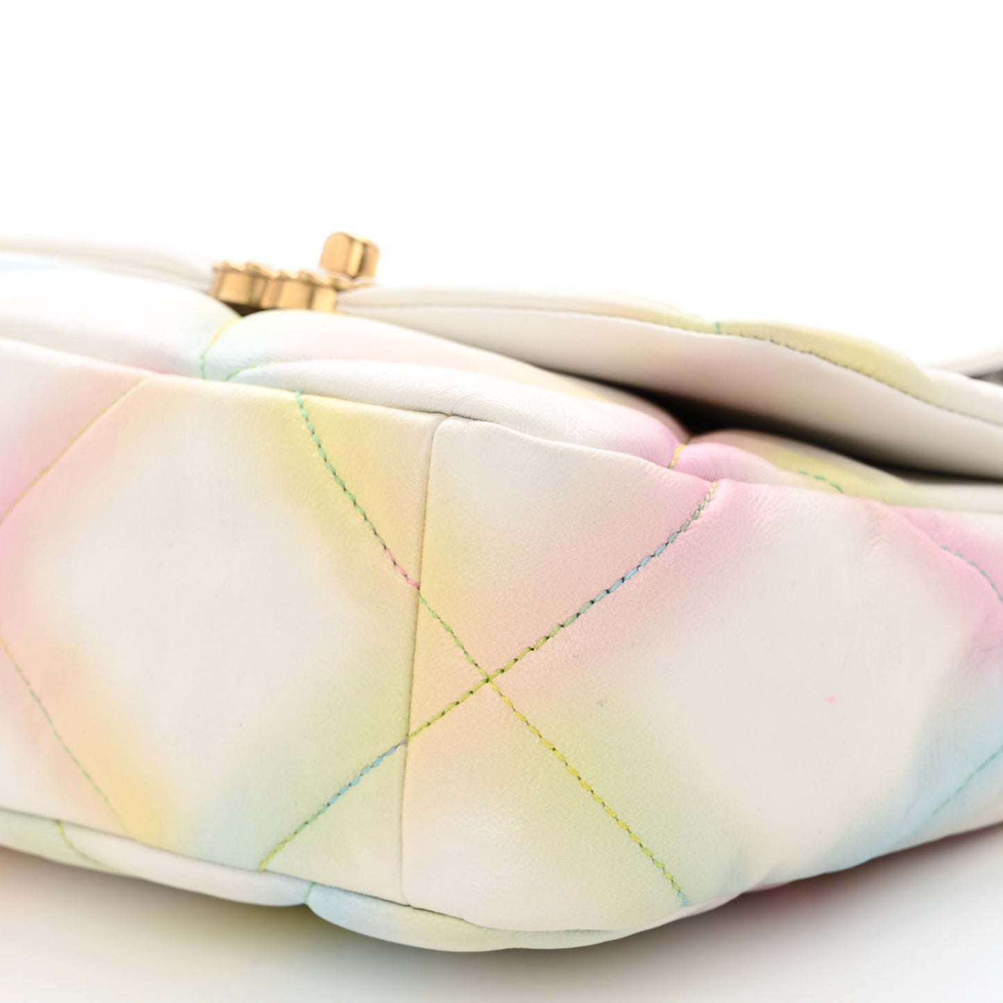 Printed Goatskin Quilted Medium Chanel 19 Flap White Multicolor