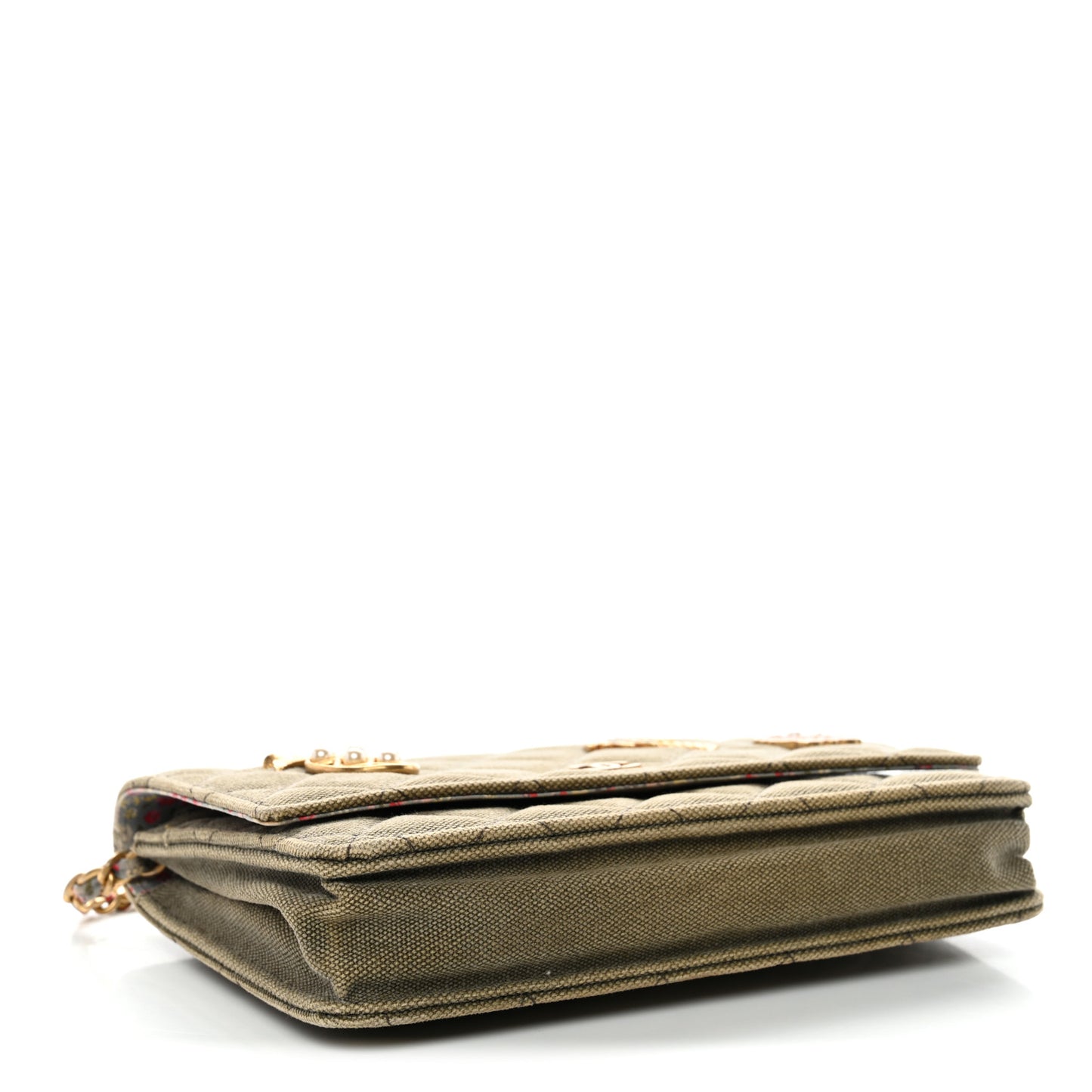 Canvas Quilted Coco Cuba Charms Wallet on Chain WOC Khaki