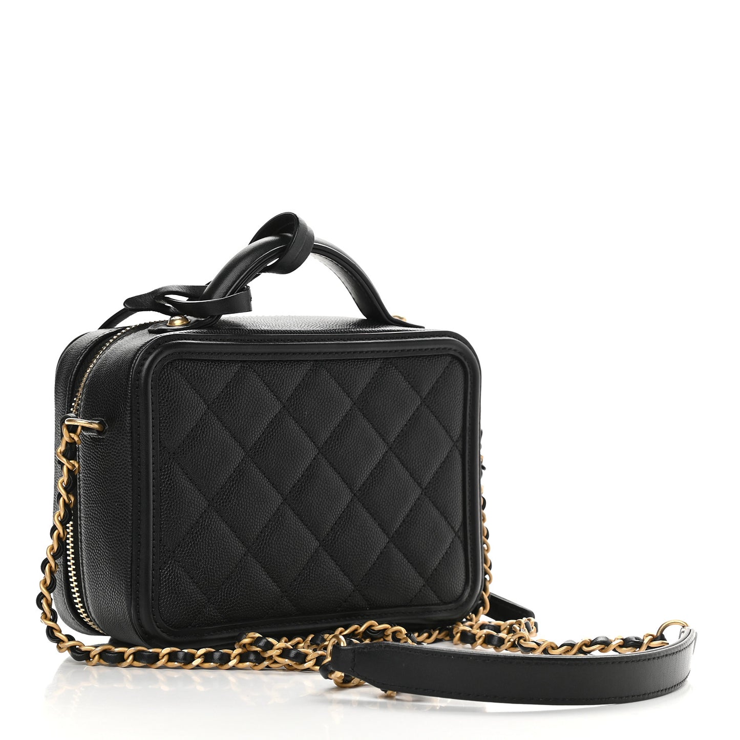Caviar Quilted Small CC Filigree Vanity Case Black