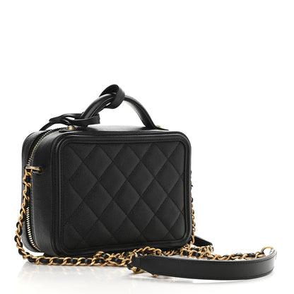 Chanel Caviar Quilted Small CC Filigree Vanity Case Black 3 of 9