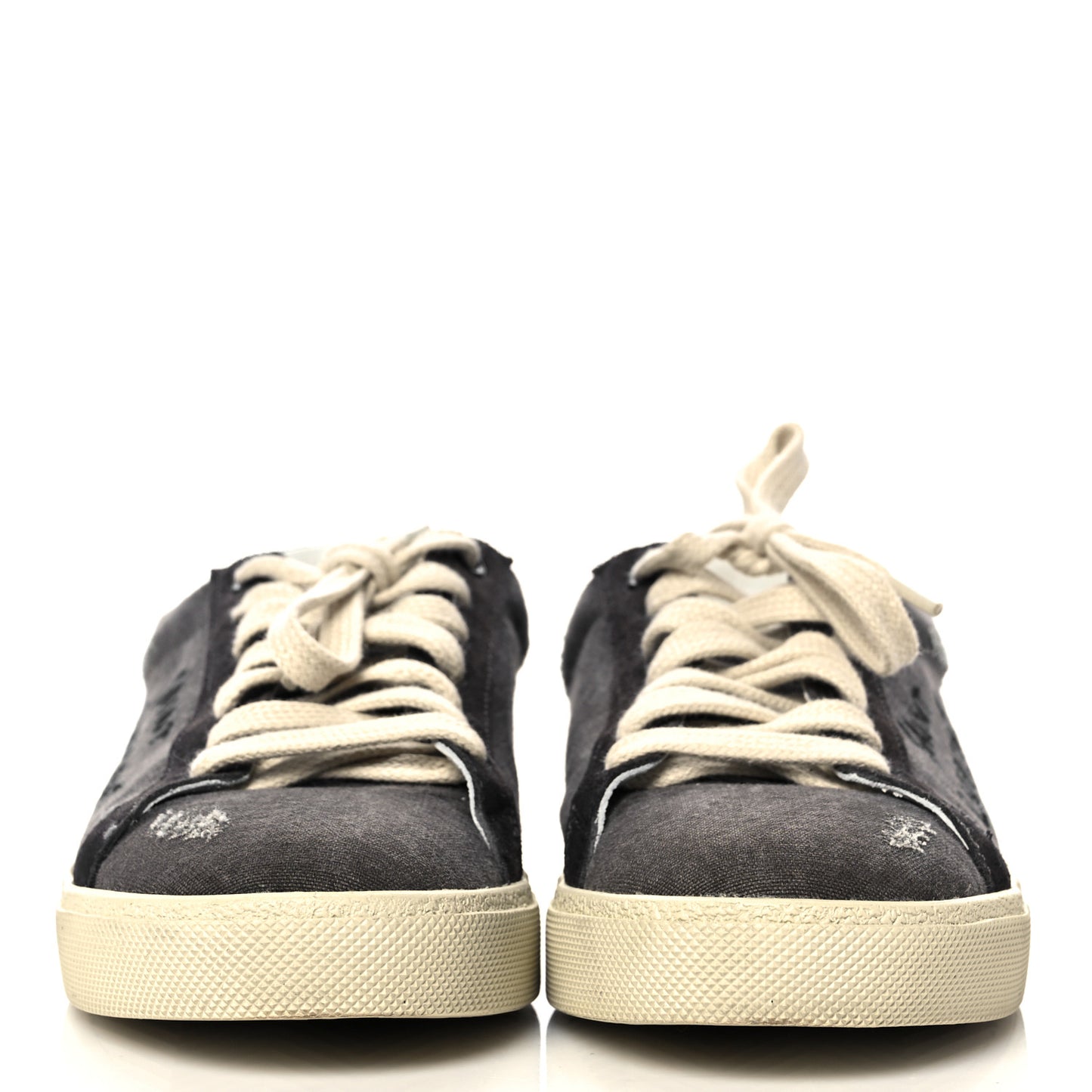 Destroyed Canvas Embroidered Womens Court Classic Sneakers 38.5 Black