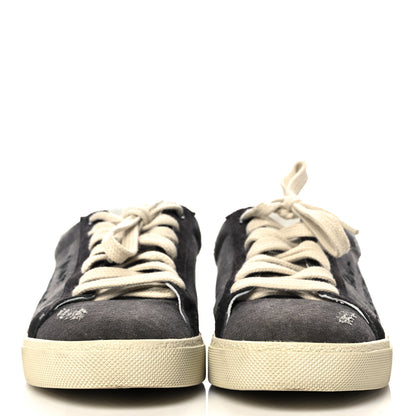 Saint Laurent Destroyed Canvas Embroidered Womens Court Classic Sneakers 38.5 Black 2 of 8