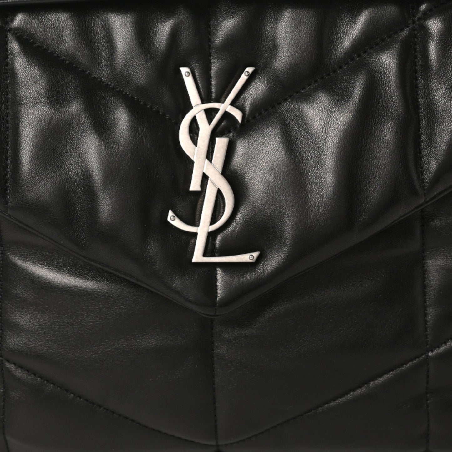 Lambskin Quilted Medium Loulou Puffer Monogram Chain Satchel Black