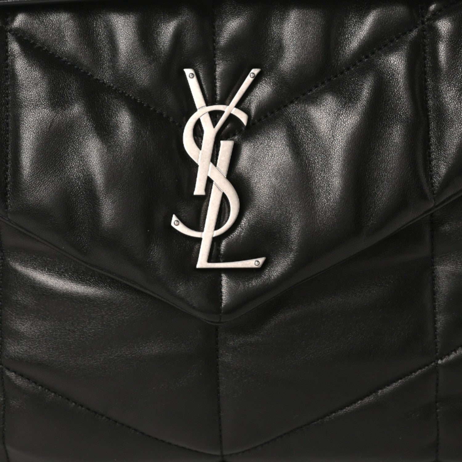 Saint Laurent Lambskin Quilted Medium Loulou Puffer Monogram Chain Satchel Black 7 of 9