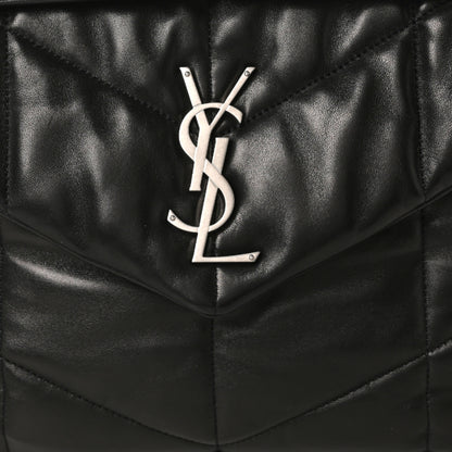 Saint Laurent Lambskin Quilted Medium Loulou Puffer Monogram Chain Satchel Black 7 of 9
