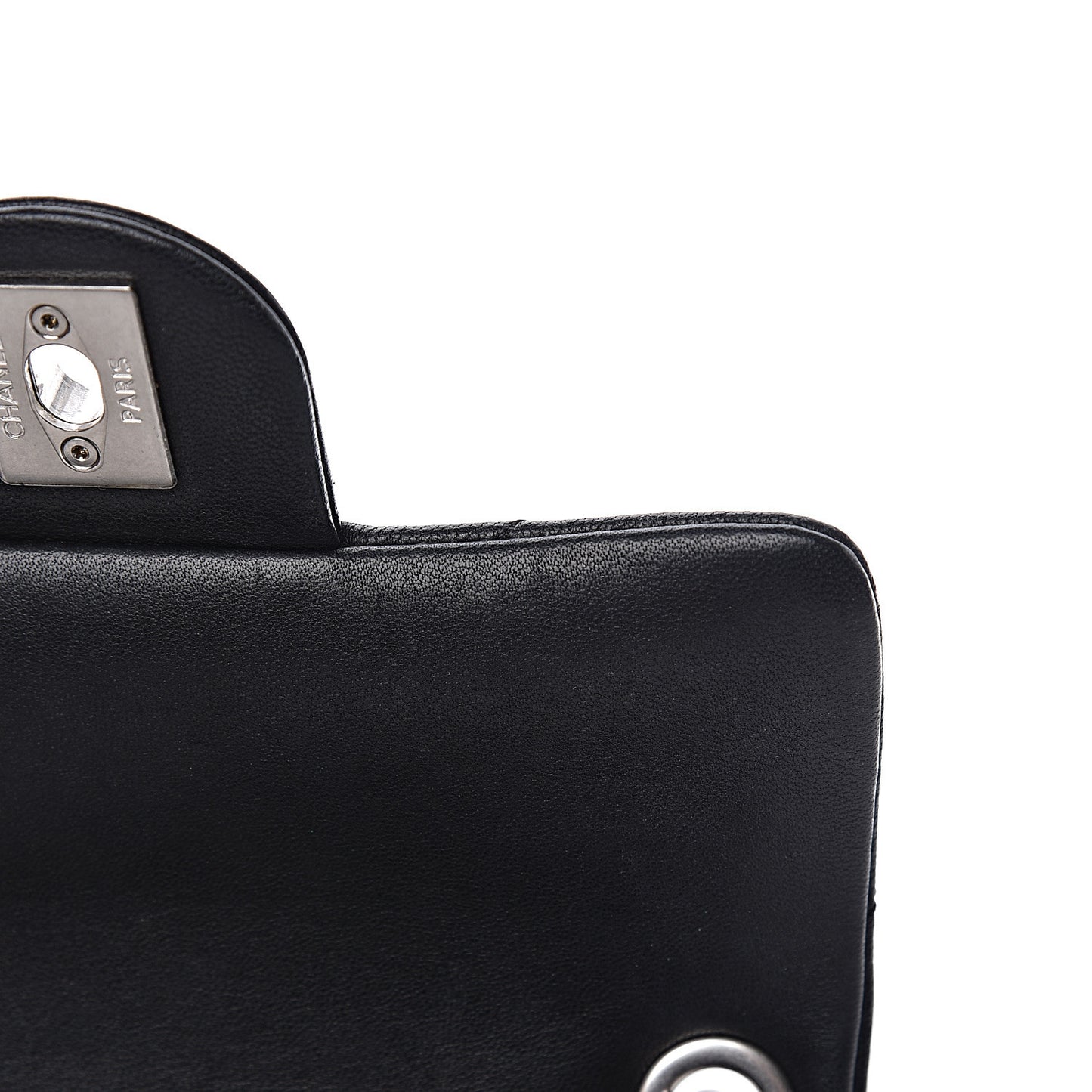 Lambskin Chevron Quilted Studded Mini Flap Black