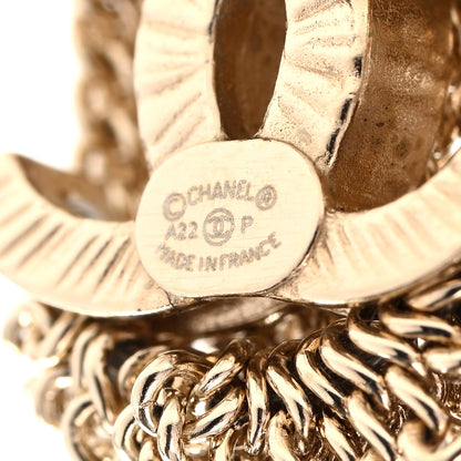 Chanel Metal CC Multi Strand Chain Drop Earrings Gold 4 of 5
