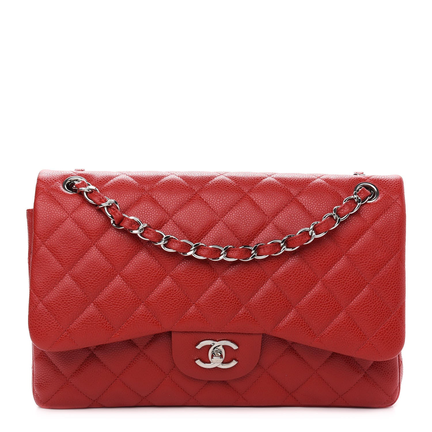 Chanel Caviar Quilted Jumbo Double Flap Red 1 of 9