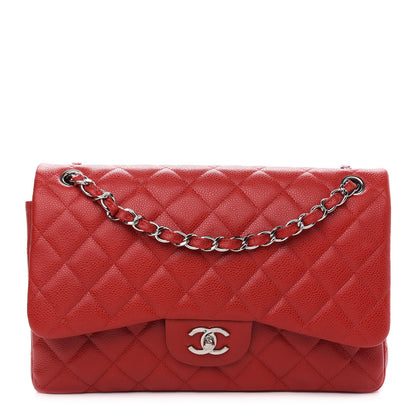 Chanel Caviar Quilted Jumbo Double Flap Red 1 of 9