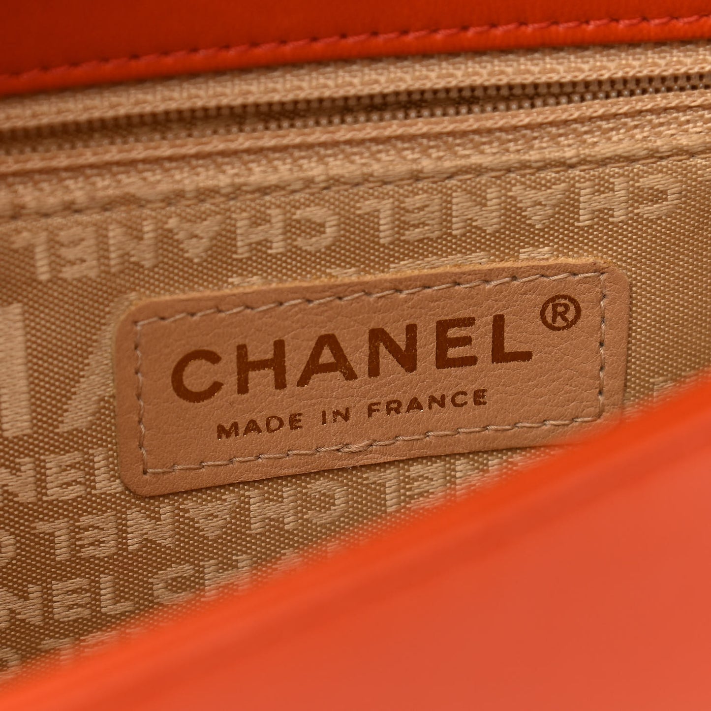 Lambskin Quilted CC Chocolate Bar Flap Orange