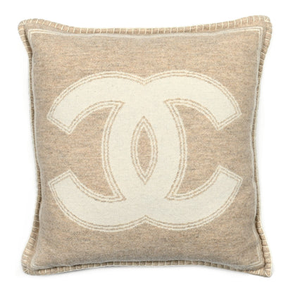 Chanel Merino Wool Cashmere CC Pillow Beige Off White 1 of 3