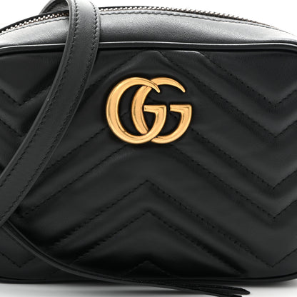 Gucci Calfskin Matelasse Mini GG Marmont Chain Shoulder Bag Black 8 of 11