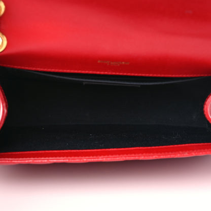 Saint Laurent Grain De Poudre Textured Mixed Matelasse Triquilt Medium Monogram Satchel New Red 5 of 10