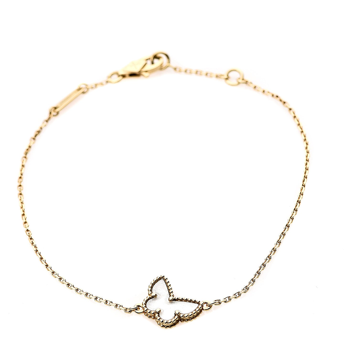 18K Yellow Gold Mother of Pearl Sweet Alhambra Butterfly Bracelet
