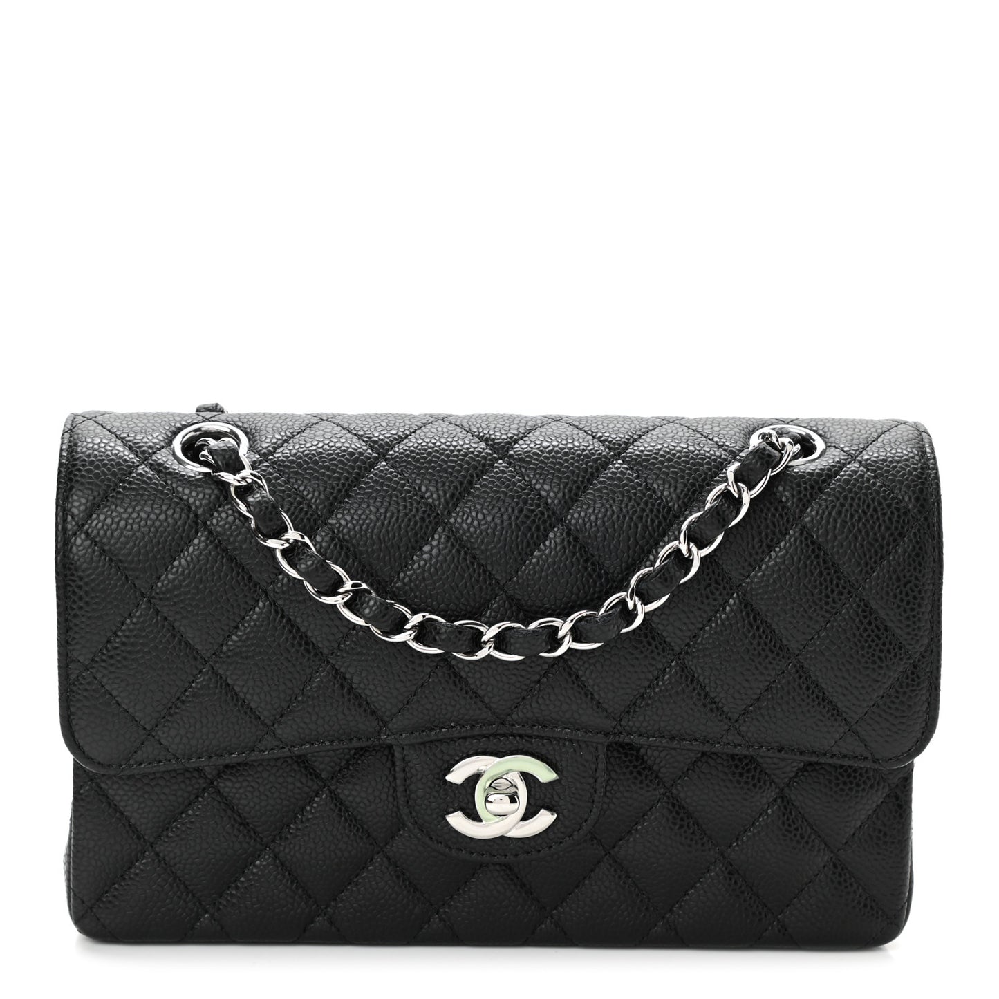 Caviar Quilted Small Double Flap Black
