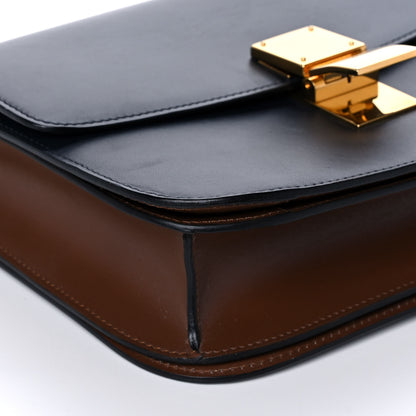 Celine Box Calfskin Medium Classic Box Flap Bag Navy Tan 9 of 12