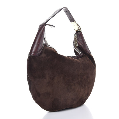 Gucci Suede Horsebit Embossed Glam Hobo Dark Brown 3 of 7