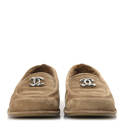 Chanel Suede Calfskin CC Loafers 41 Dark Beige 3 of 12