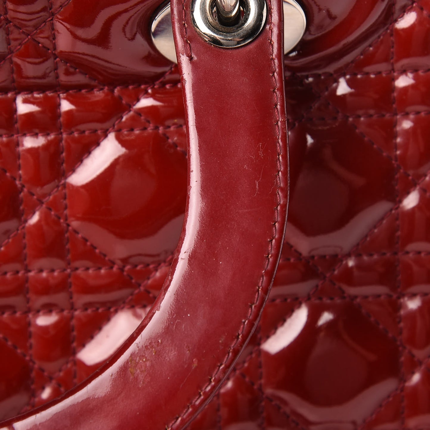 Patent Cannage Large Lady Dior Red