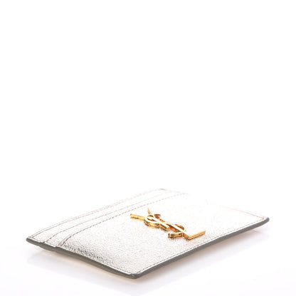 Saint Laurent Metallic Calfskin Monogram Credit Card Case Gold 4 of 8