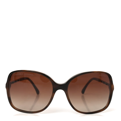 Chanel Acetate Metal Lambskin Chain Square Sunglasses 5210-Q Brown 2 of 7