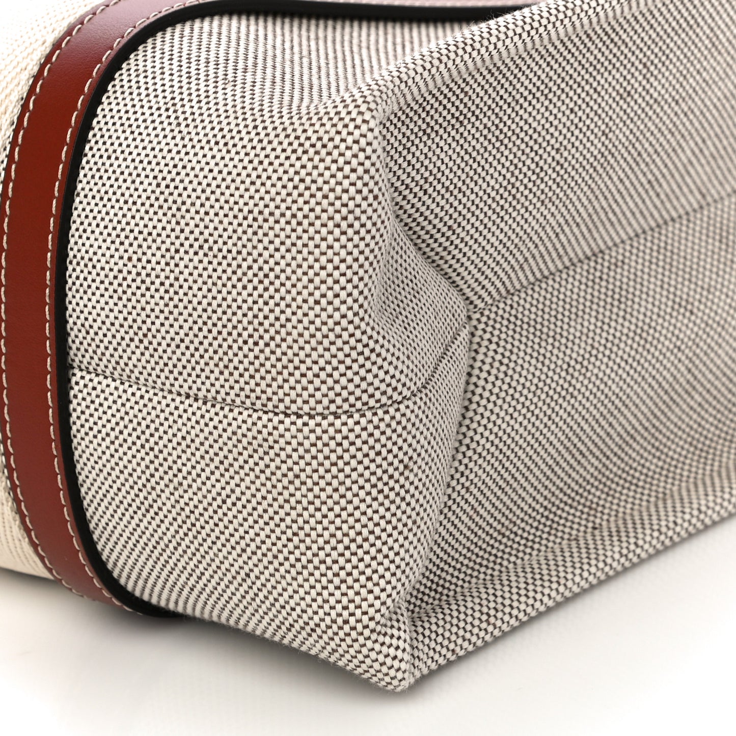 Cotton Calfskin Medium Woody Ribbon Tote White Brown