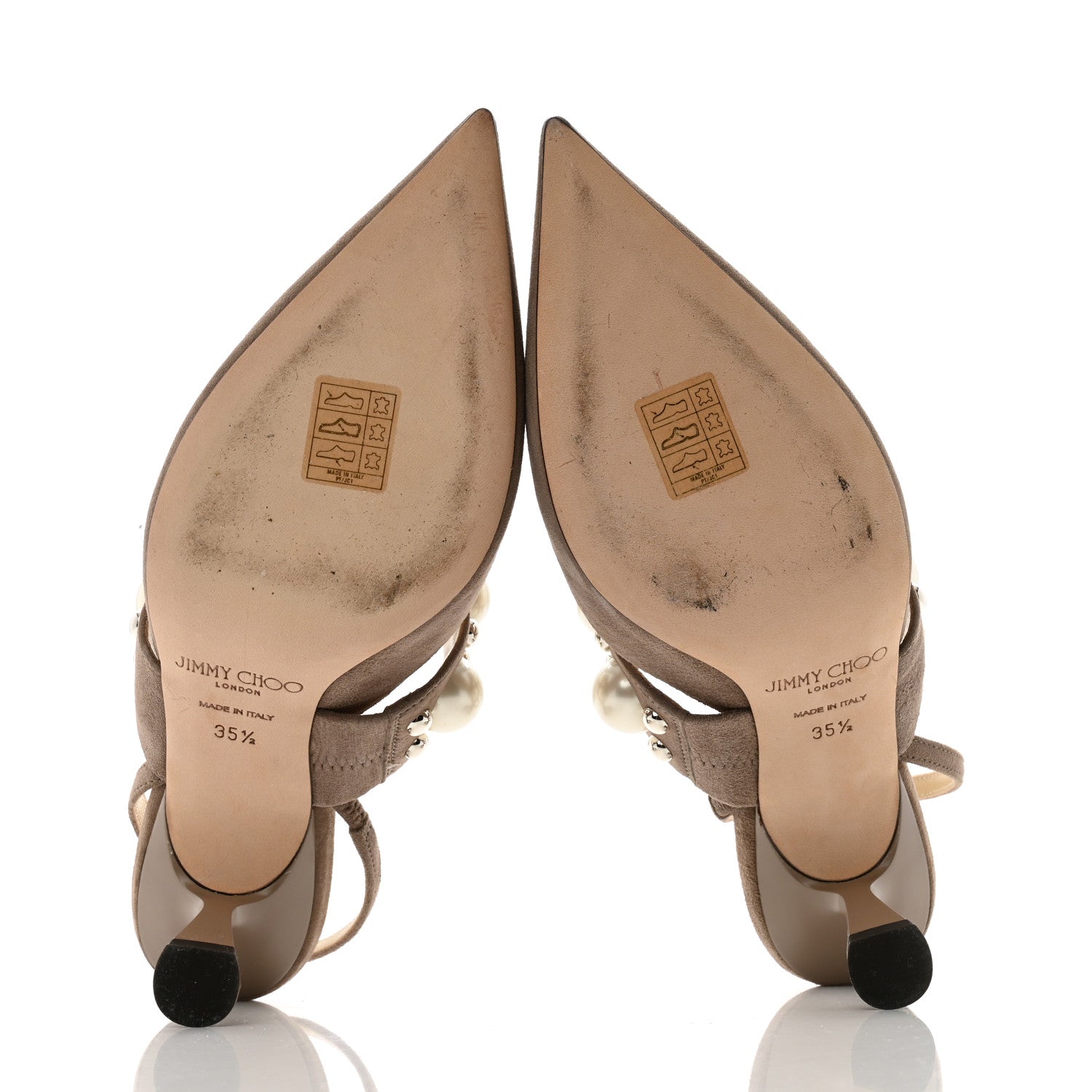 Jimmy Choo Suede Pearl Embellished Breslin Slingback Pumps 35.5 Grey 6 of 8