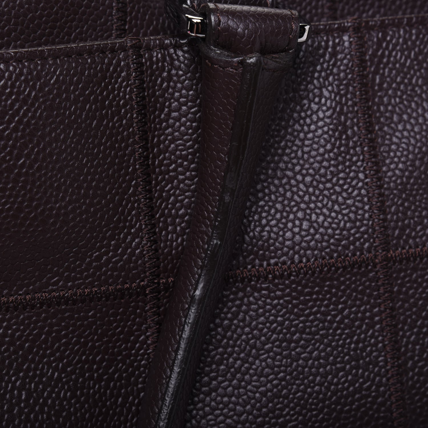 Chanel Caviar Square Stitched Large Satchel Dark Brown 15 of 15
