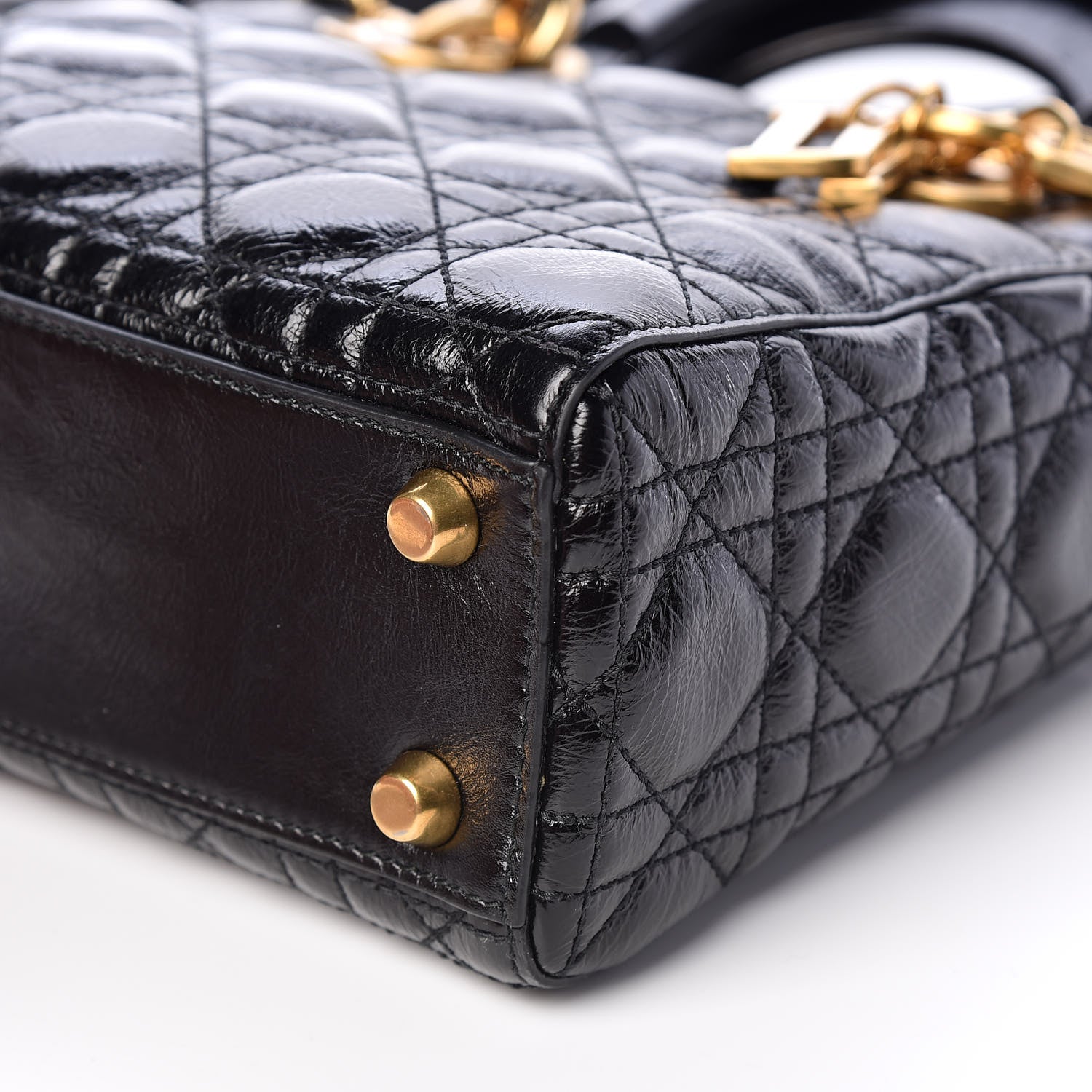Christian Dior Crinkled Patent Cannage Small Lucky Badges My Lady Dior Black 6 of 10