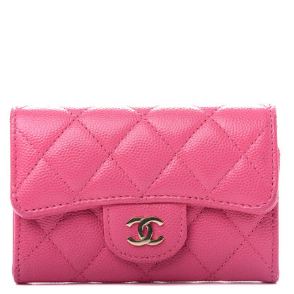 Chanel Caviar Quilted Flap Card Holder Wallet Pink 1 of 9