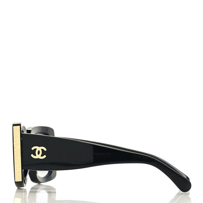 Chanel Acetate Rectangle Sunglasses 5435 Black 3 of 8
