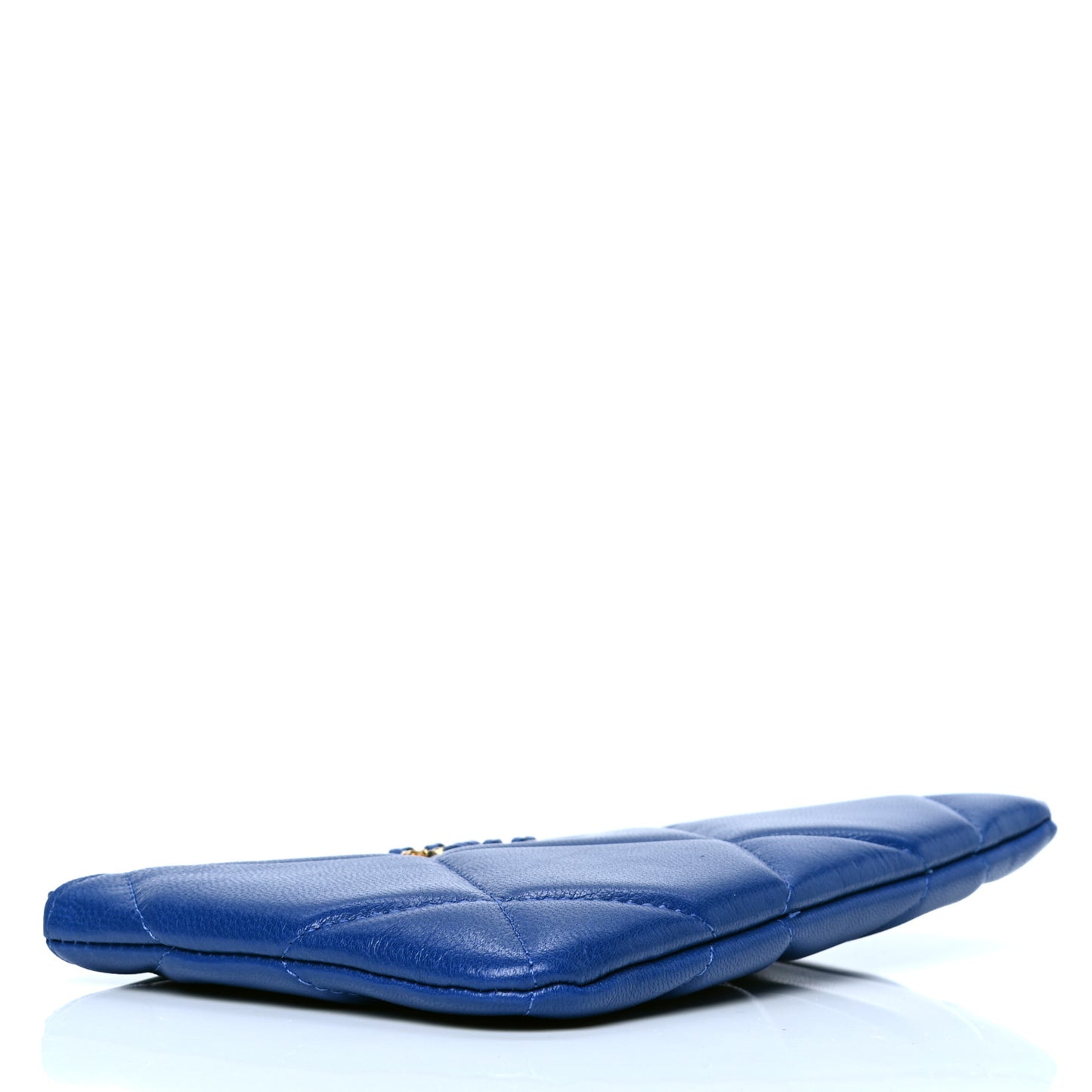Goatskin Quilted Small Chanel 19 Pouch Dark Blue