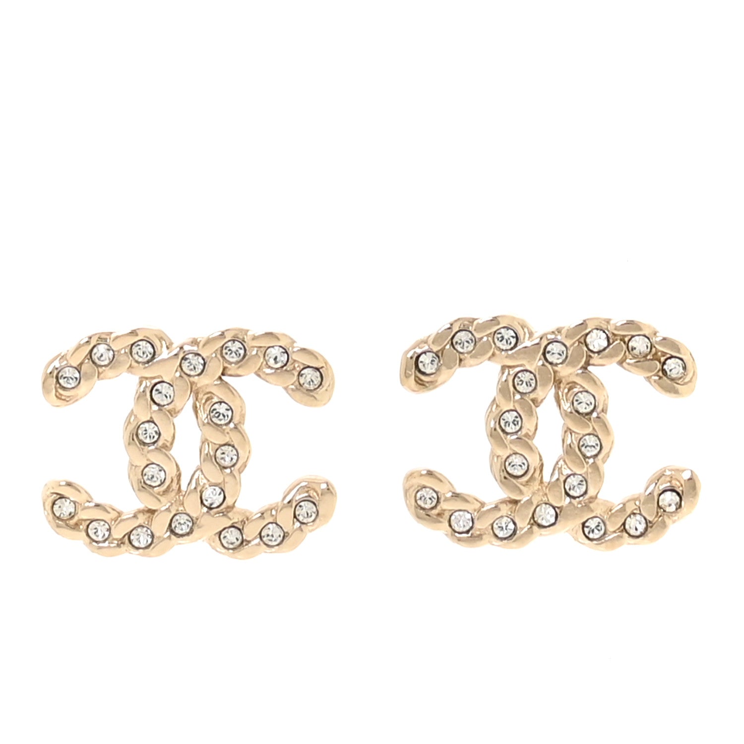 Chanel Crystal Pearls Coronation CC Earrings Gold 1 of 5