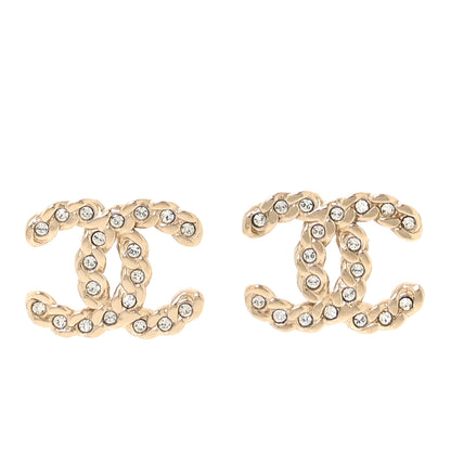 Chanel Crystal Pearls Coronation CC Earrings Gold 1 of 5