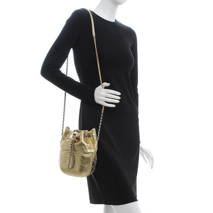 Chanel Metallic Aged Calfskin Quilted Small Gabrielle Bucket Gold 2 of 9