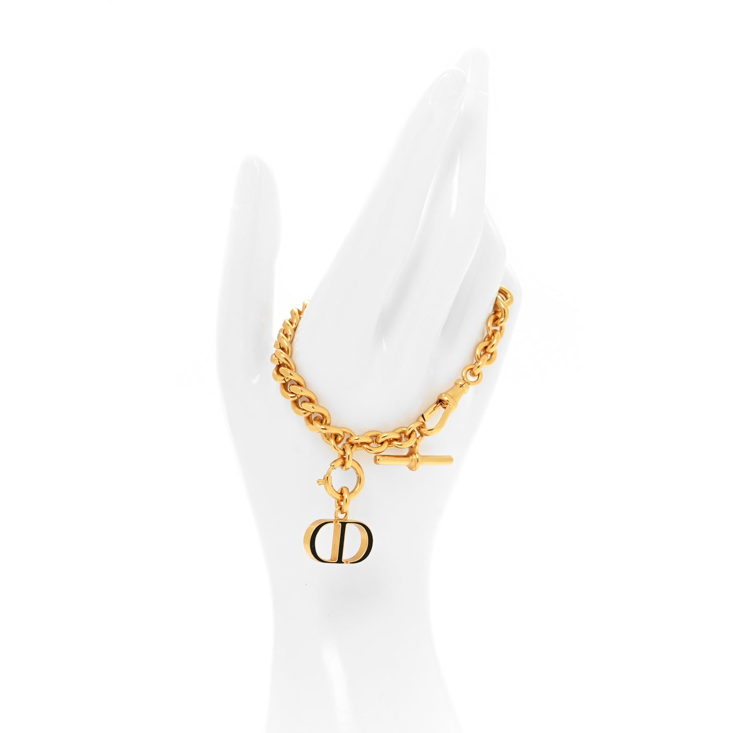 Metal Petit CD Chain Bracelet Gold Black