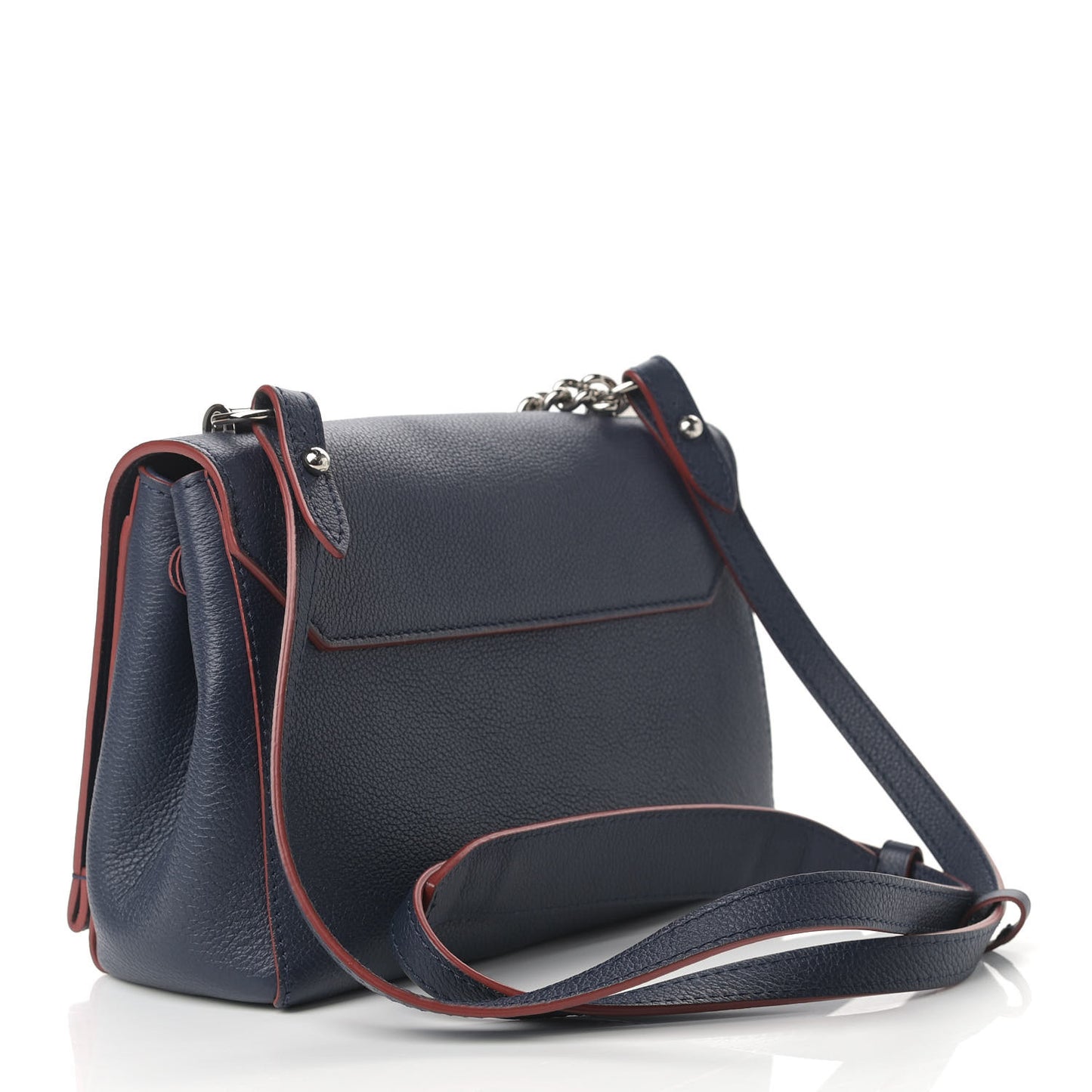 Calfskin Lockme II Chain Bag BB Marine Rouge