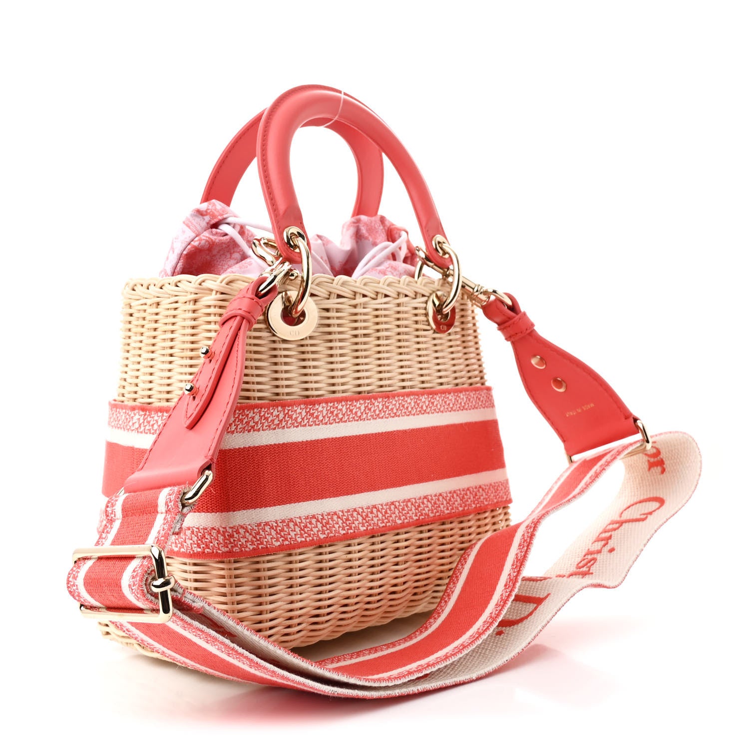 Christian Dior Wicker Oblique Medium Lady Dior Bag Coral 3 of 9