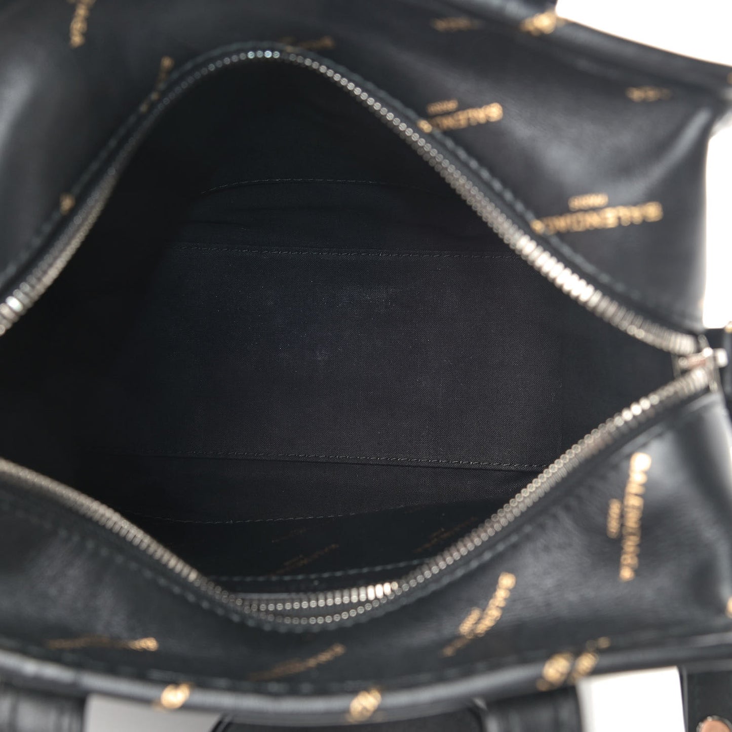 Calfskin Allover Logo XS Bazar Shopper Tote Black Gold