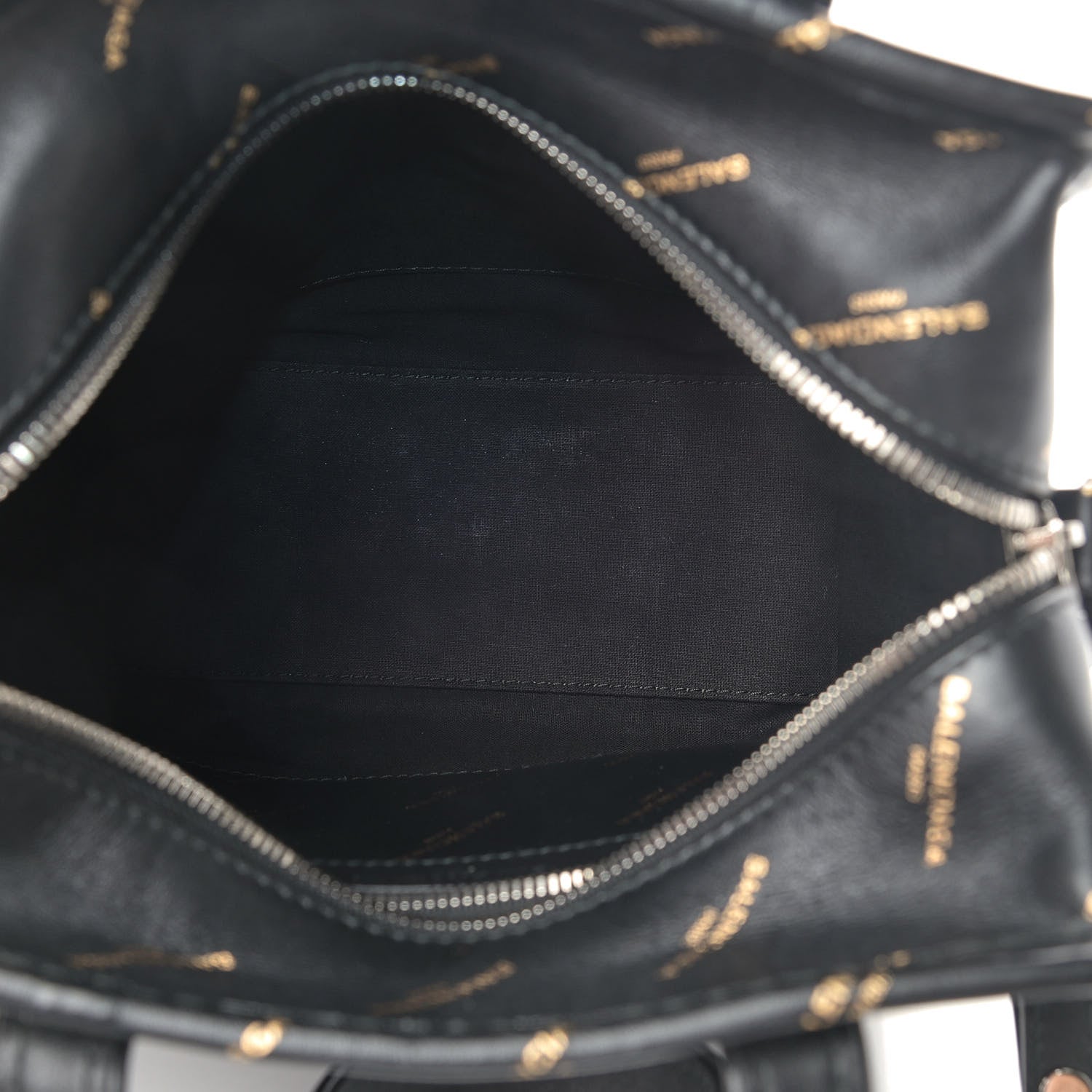 Balenciaga Calfskin Allover Logo XS Bazar Shopper Tote Black Gold 4 of 5